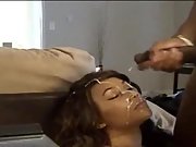 humungous big black manmeat facial cumshot feeding her face with lots of sticky semen